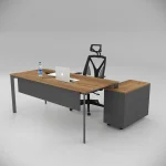 Corner Desk Walnut (with 80cm Bottom Shelf)